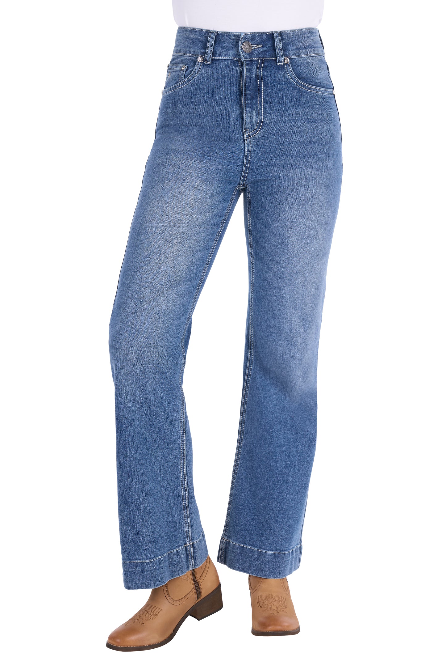 PCP2215333 Pure Western Women's Banks Trouser Jean 30 Leg Retro Blue