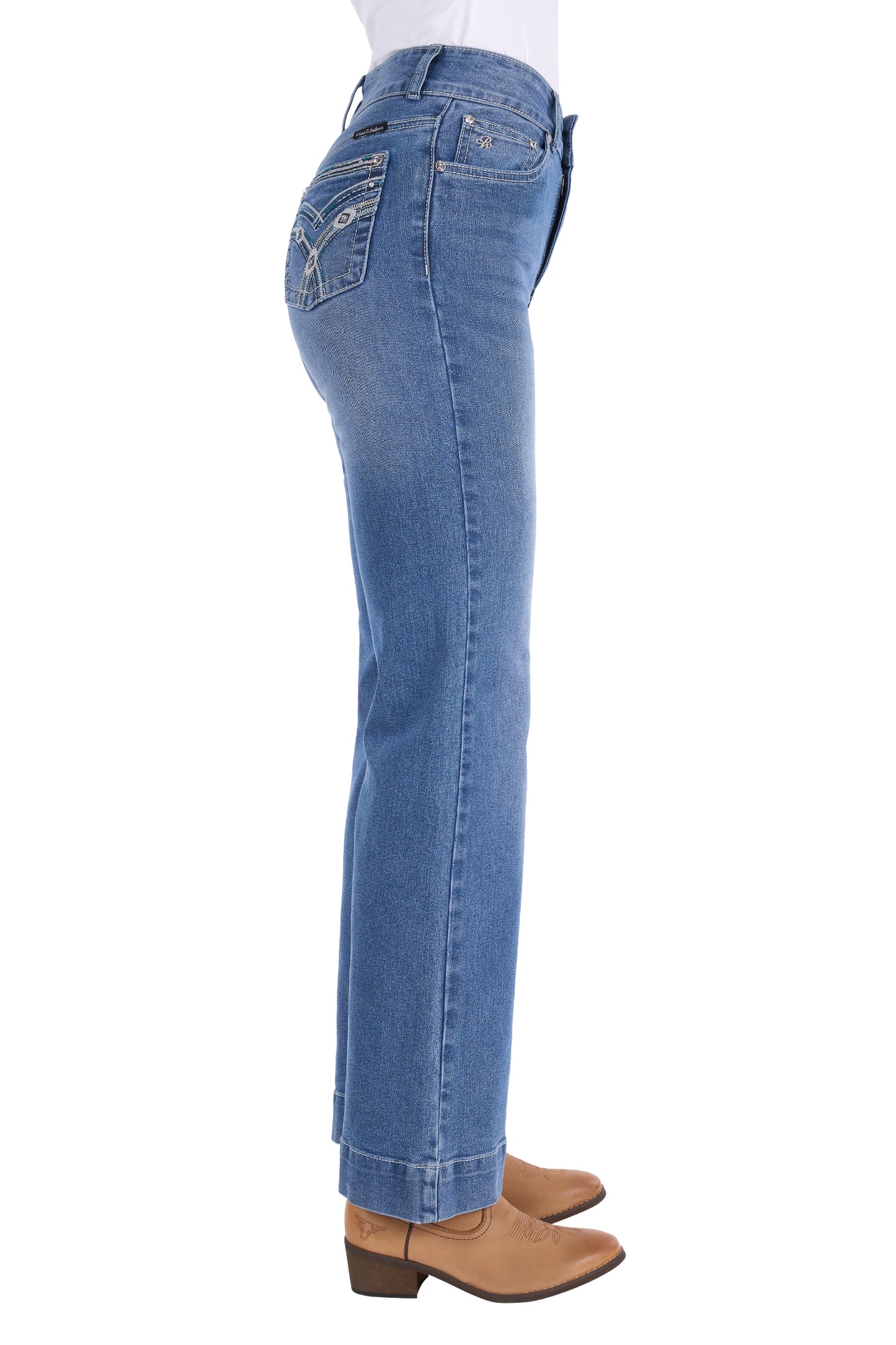 PCP2215333 Pure Western Women's Banks Trouser Jean 30 Leg Retro Blue