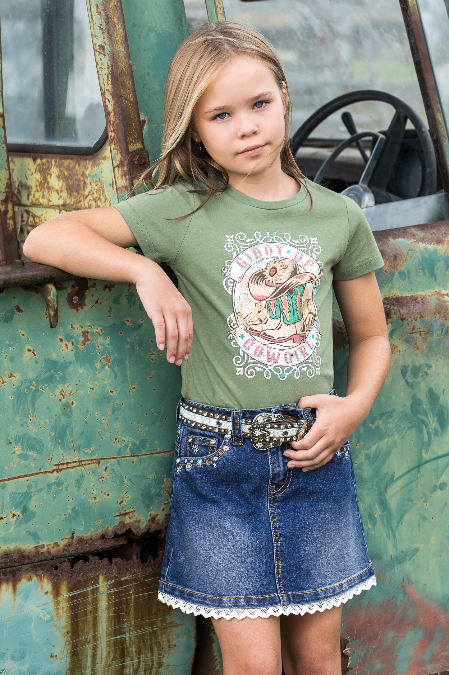 PCP5405343 Pure Western Girl's Bronte Skirt Evening Sky