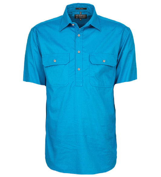 RM200CFS Pilbara Men's Half Button Work Shirt Short Sleeve Azure