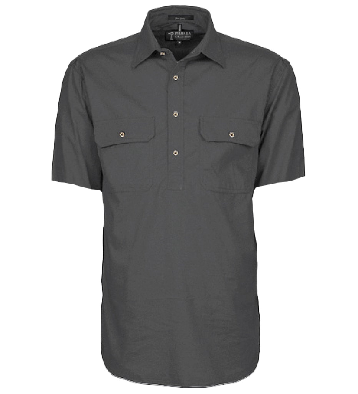 RM200CFS Pilbara Men's Half Button Work Shirt Short Sleeve Charcoal
