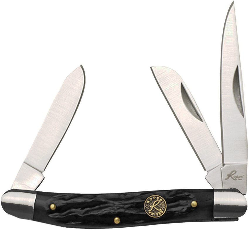 RP0001CTB Pocket Knife Stockman Jigged Black Bone Carbon 3.5'' Closed