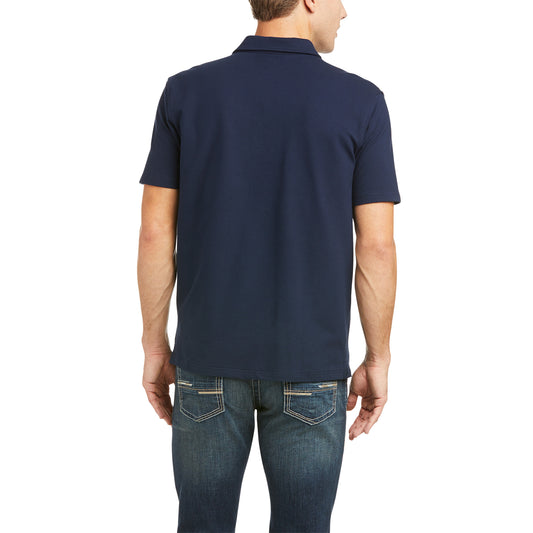 10035315 Ariat Men's Medal Polo Navy