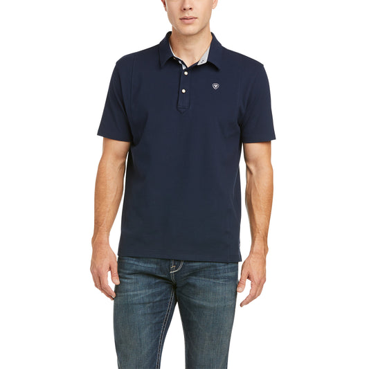 10035315 Ariat Men's Medal Polo Navy