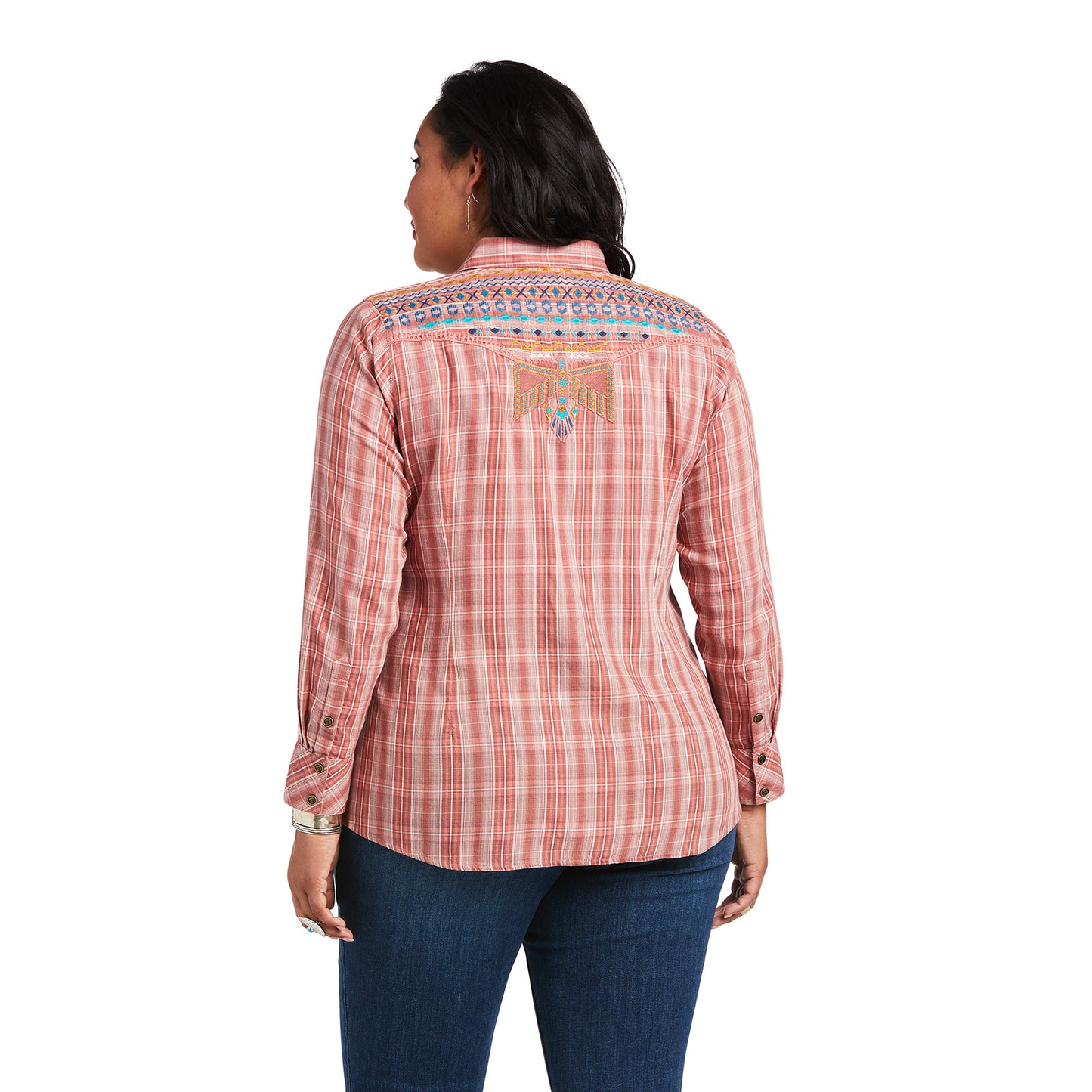 10039844 Ariat Women's Antique Thunderbird Plaid LS Shirt