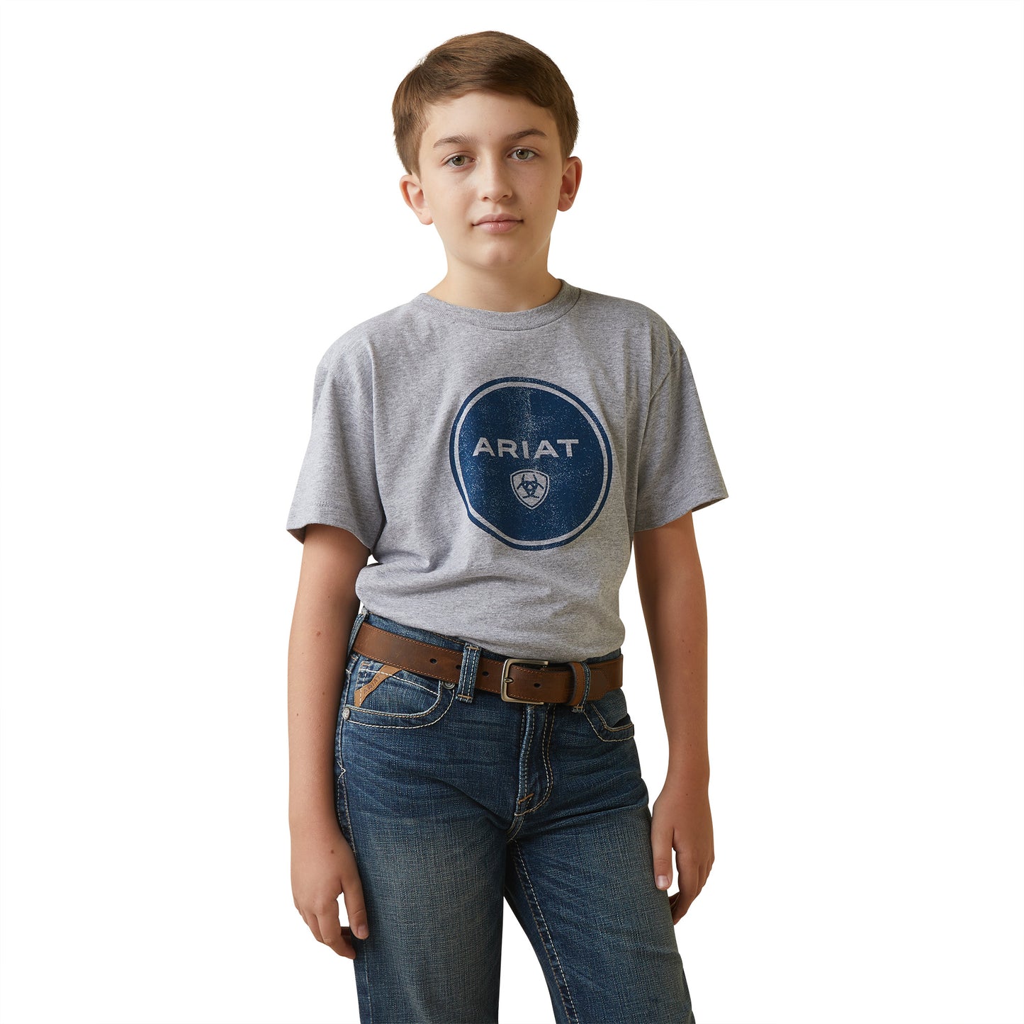 10044749 Ariat Boys Worn Around SS Tee Athlettic Heather