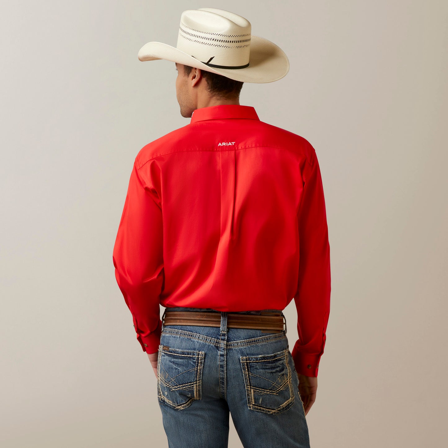 10044942 Ariat Mens Team Logo Twill Classic LS Shirt Poppy Red