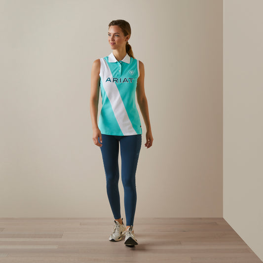 10043327 Ariat Womens Taryn Sleeveless Polo Pool Blue