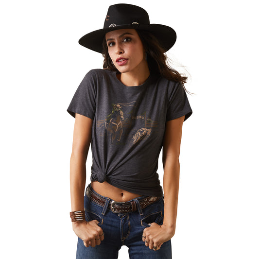 10044617 Ariat Wms Rodeo Stitch SS Tee Charcoal Heather