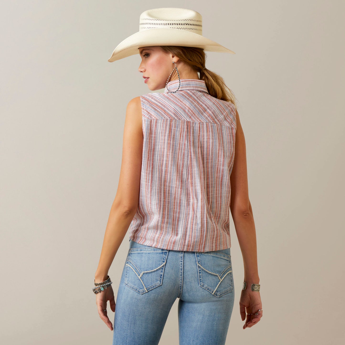10045039 Ariat Women's Real Billie Jean Slvls Shirt Slub Stripe