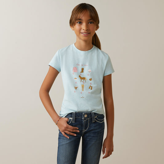 10043739 Ariat Youth Time To Shoe SS T-Shirt Mosaic Blue