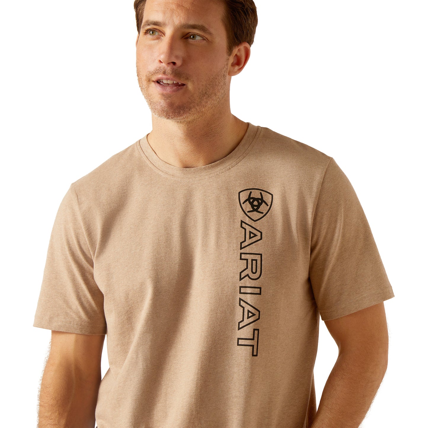 10048797 Ariat Men's  Vertical Logo T-Shirt Oatmeal