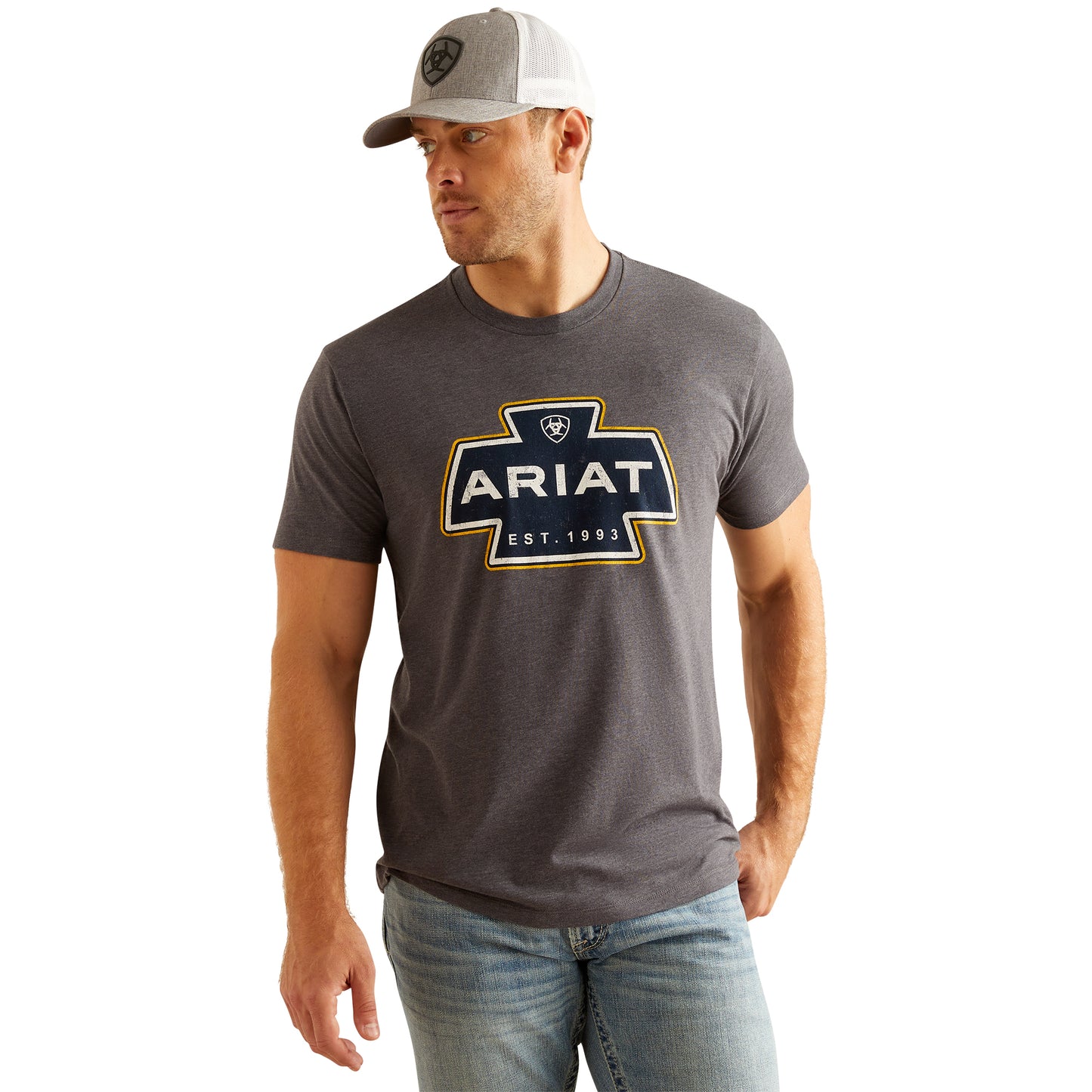 10051389 Ariat Men's Shape Logo Tee Titanium