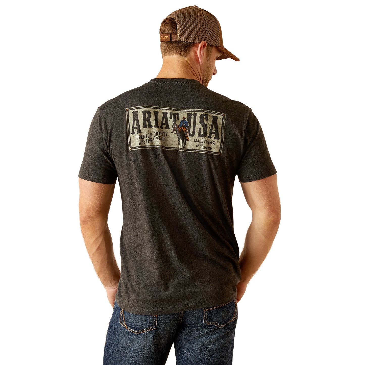 10051421 Ariat Men's Rider Label Tee Charcoal Heather