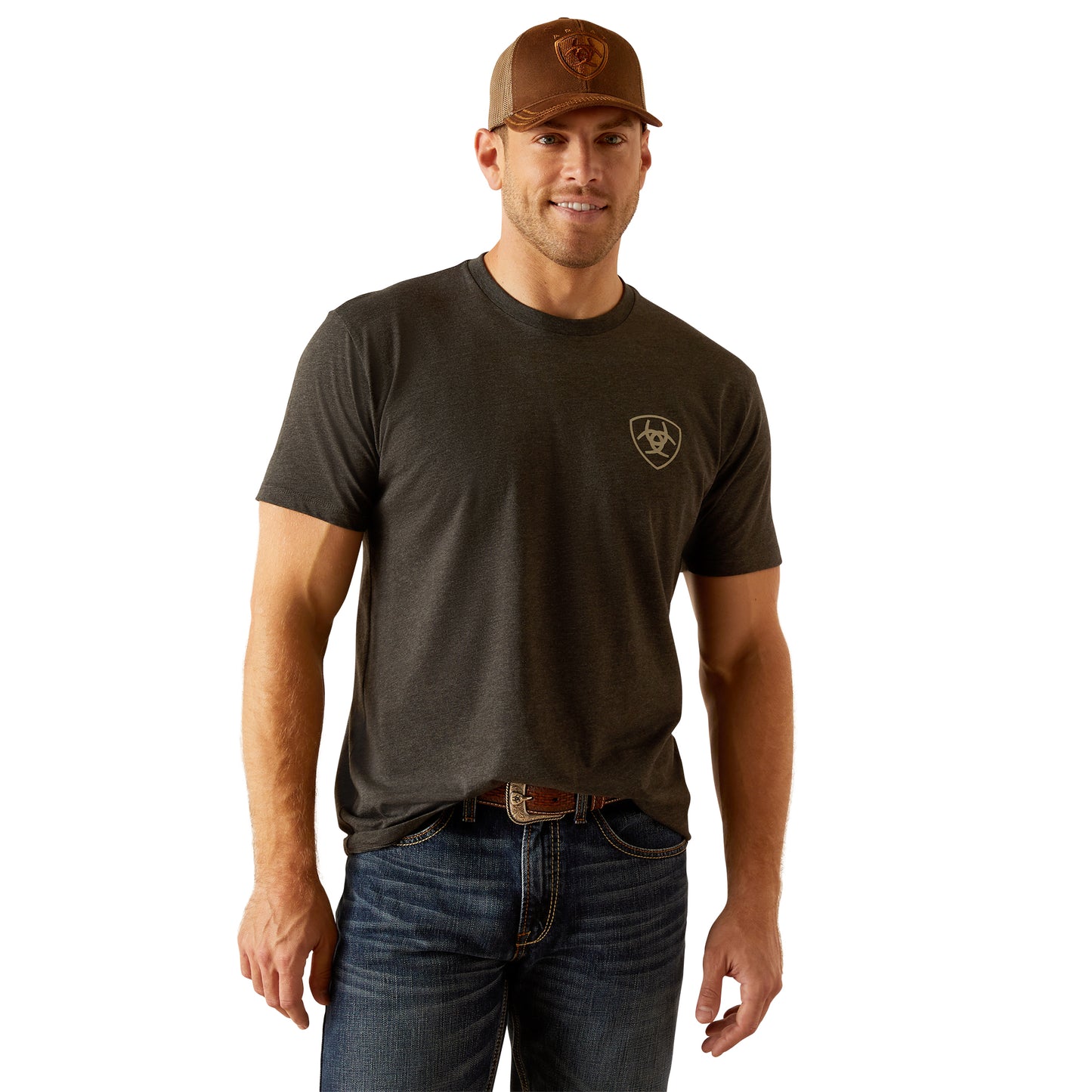 10051421 Ariat Men's Rider Label Tee Charcoal Heather