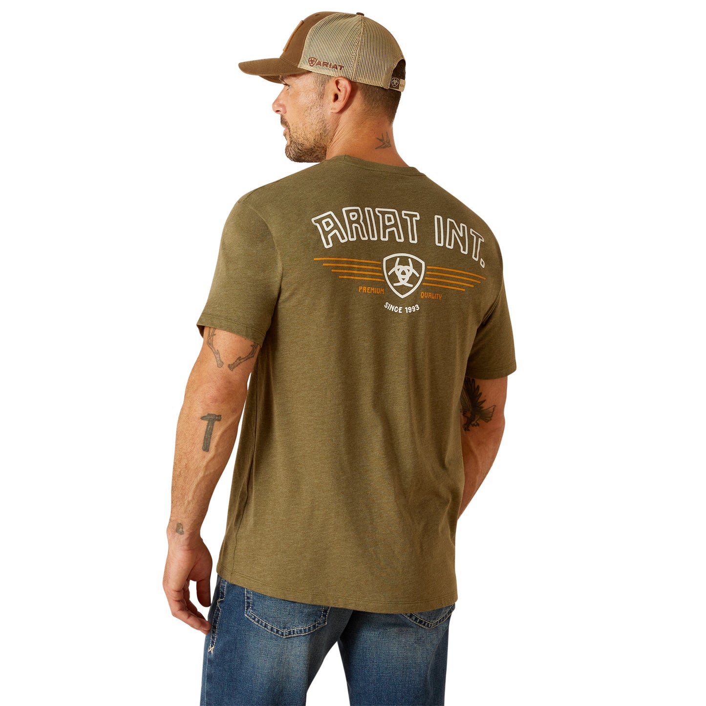 10051746 Ariat Men's Outline Wing Tee Military Heather