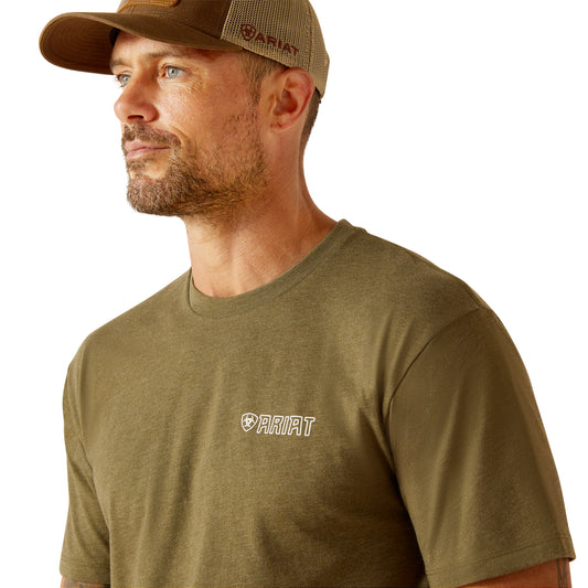 10051746 Ariat Men's Outline Wing Tee Military Heather