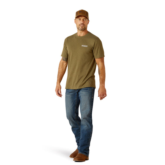 10051746 Ariat Men's Outline Wing Tee Military Heather