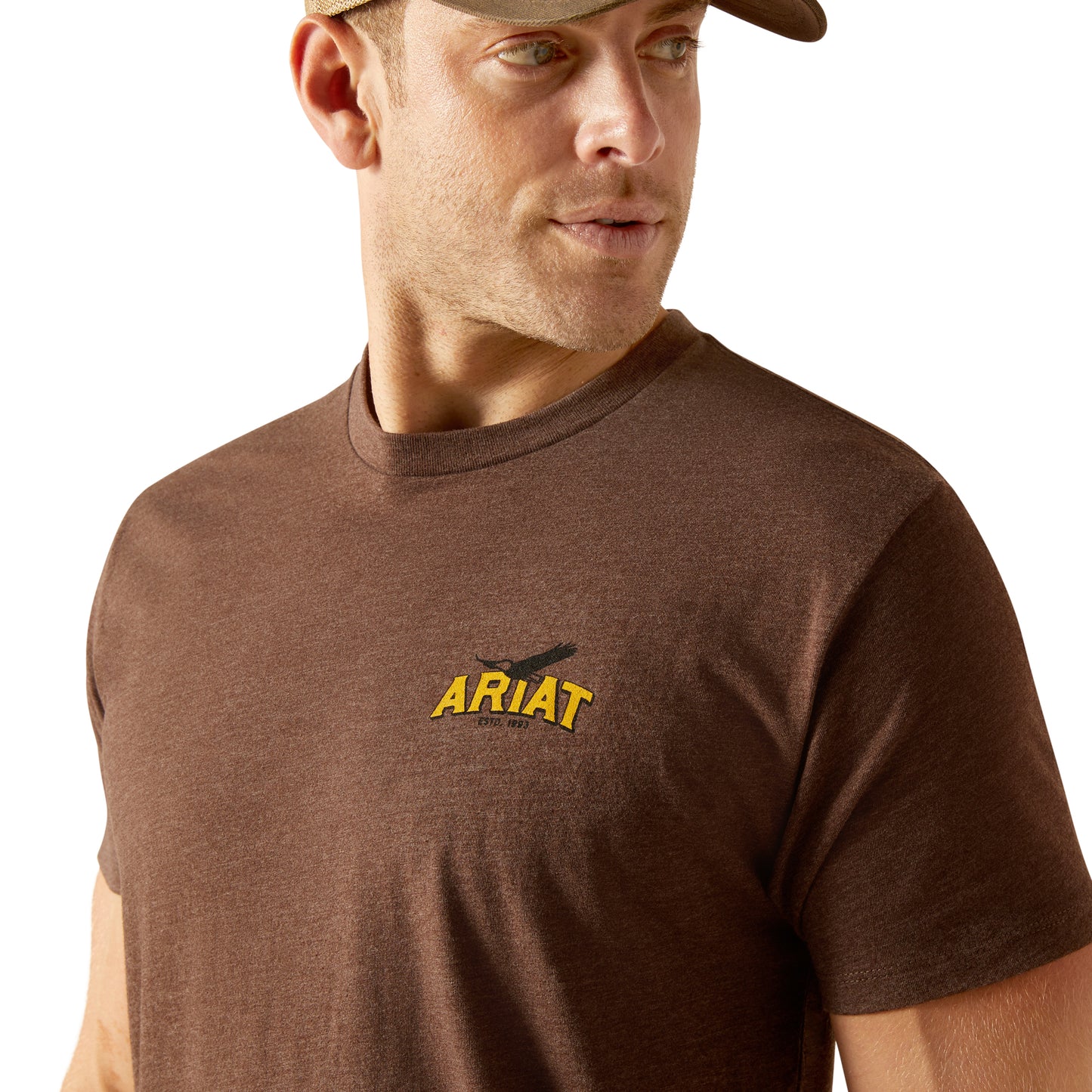 10051750 Ariat Men's Bison Sketch Shield Tee Heather Brown