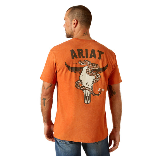 10051754 Ariat Men's Rattle Skull Tee Adobe Heather