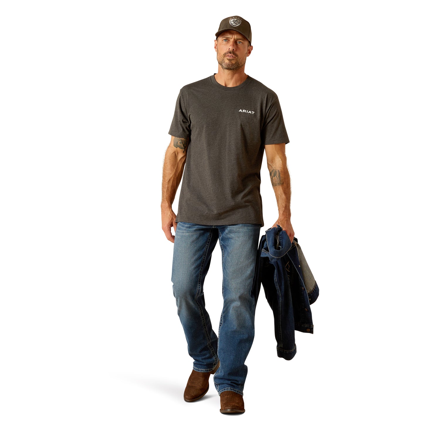 10051761 Ariat Men's Roundabout Tee Charcoal Heather