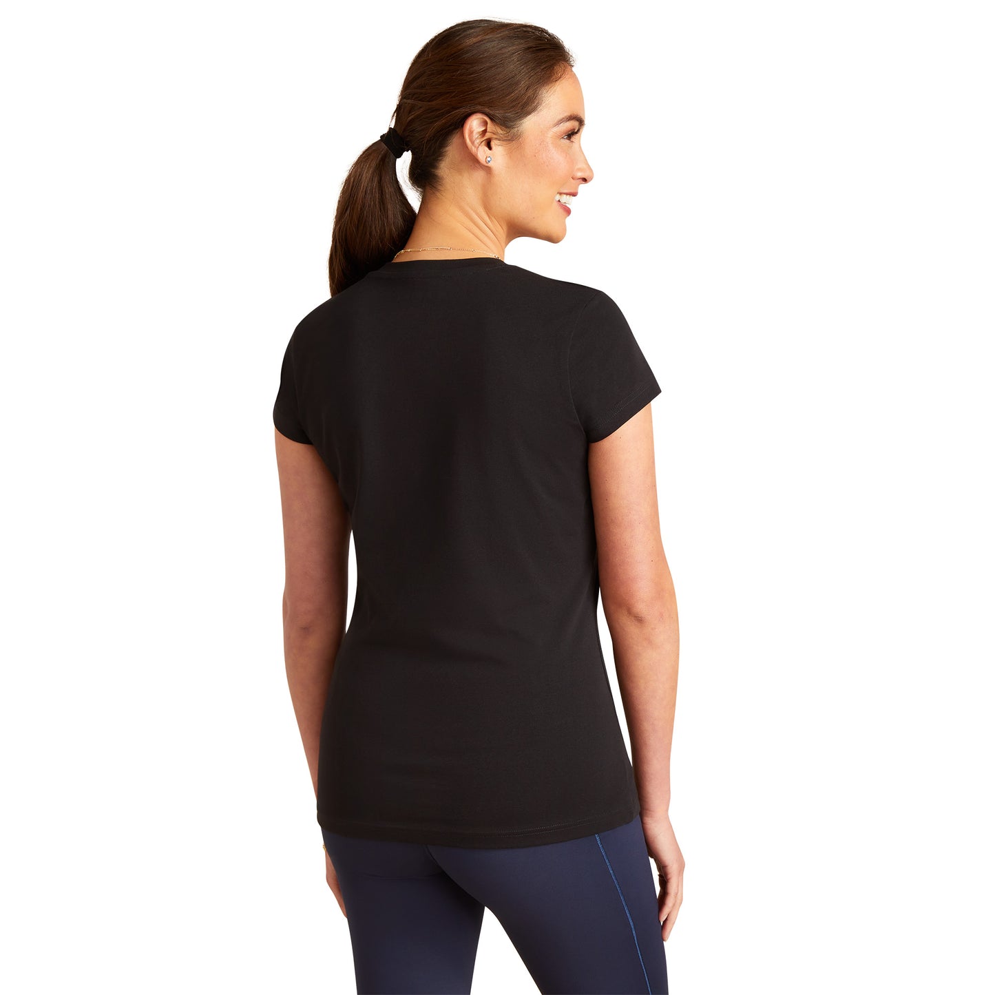 10048602 Ariat Women's Vertical Logo V T-Shirt Black