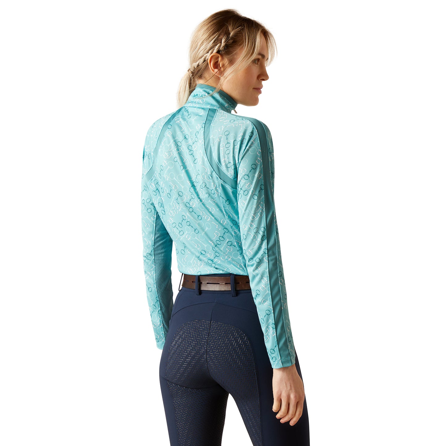 10049050 Ariat Women's Sunstopper 3.0 1/4 Zip Baselayer Marine Blue Bit