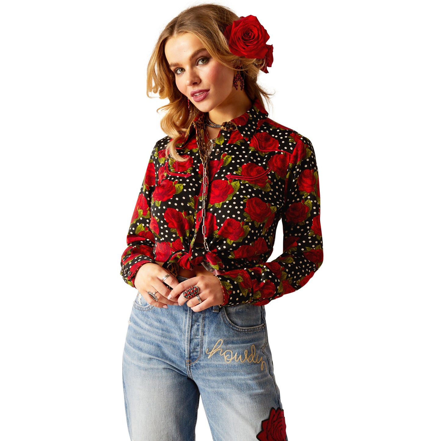 10048676 Ariat Women's Retro Rose Rodeo Quincy Shirt