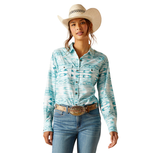 10048776 Ariat Women's Western Venttek Stretch LS Shirt Nora Print