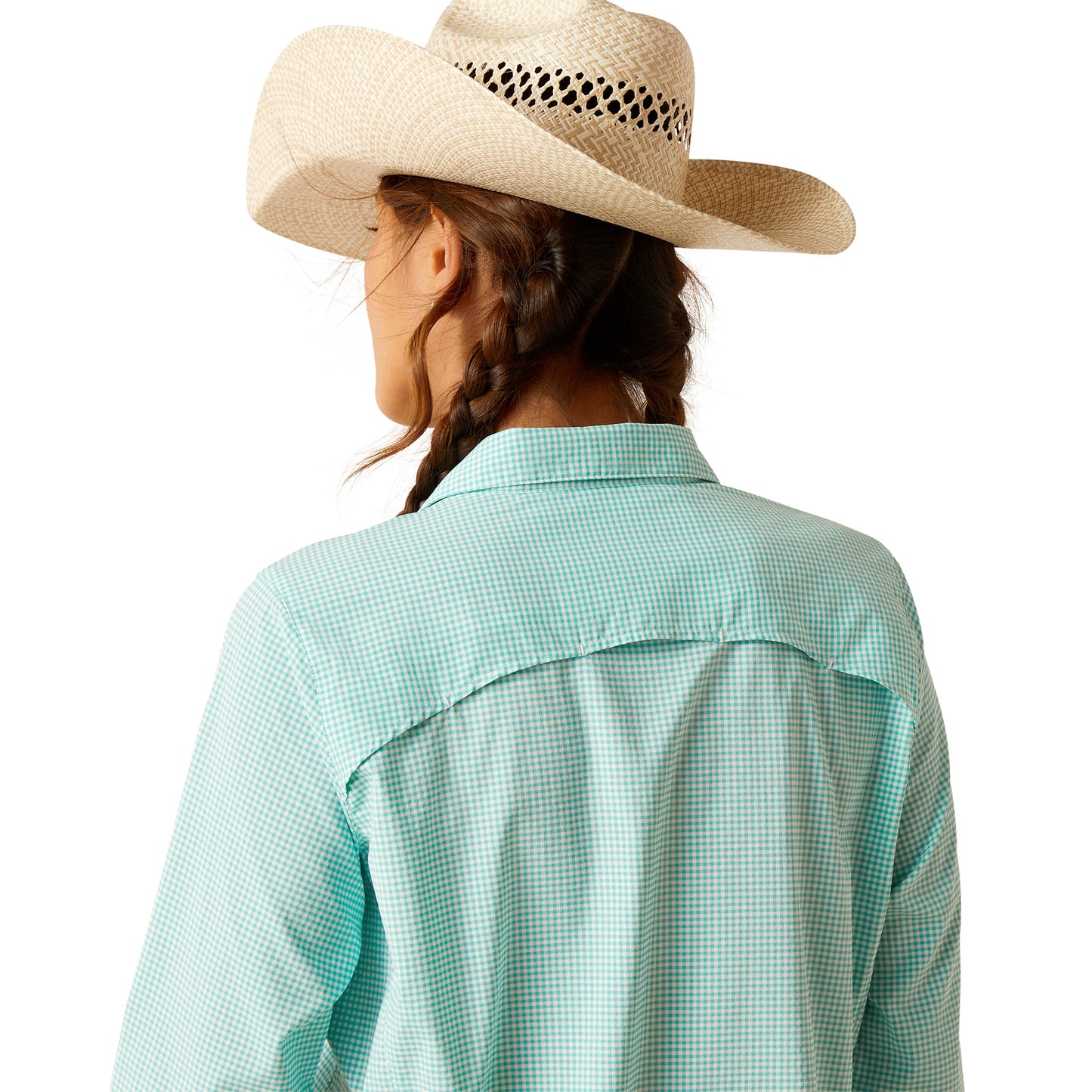 10048857 Ariat Women's Western Venttek Stretch LS Shirt Baltic Check