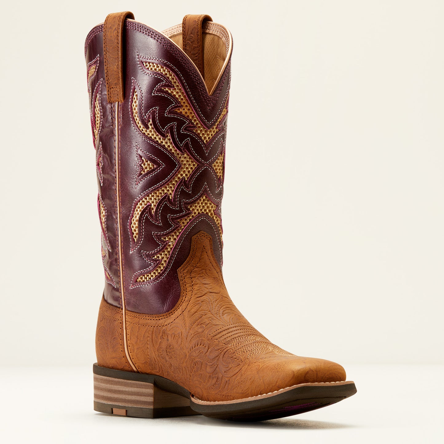 10051023 Ariat Women's San Angelo Venttek 360 Tooled Toasted Almond Boots