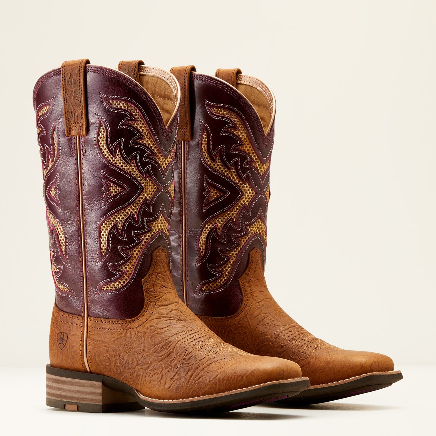 10051023 Ariat Women's San Angelo Venttek 360 Tooled Toasted Almond Boots