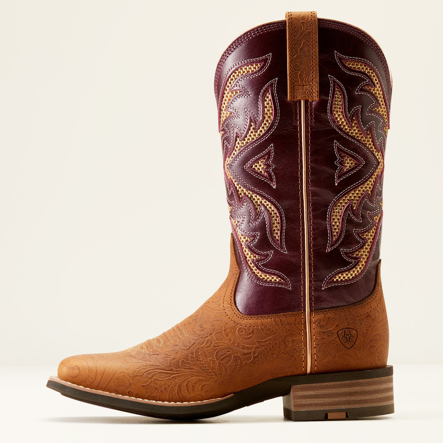 10051023 Ariat Women's San Angelo Venttek 360 Tooled Toasted Almond Boots