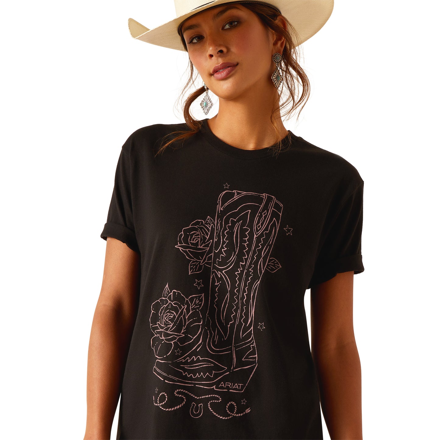 10051437 Ariat Women's Tall Boot Sketch Tee Black