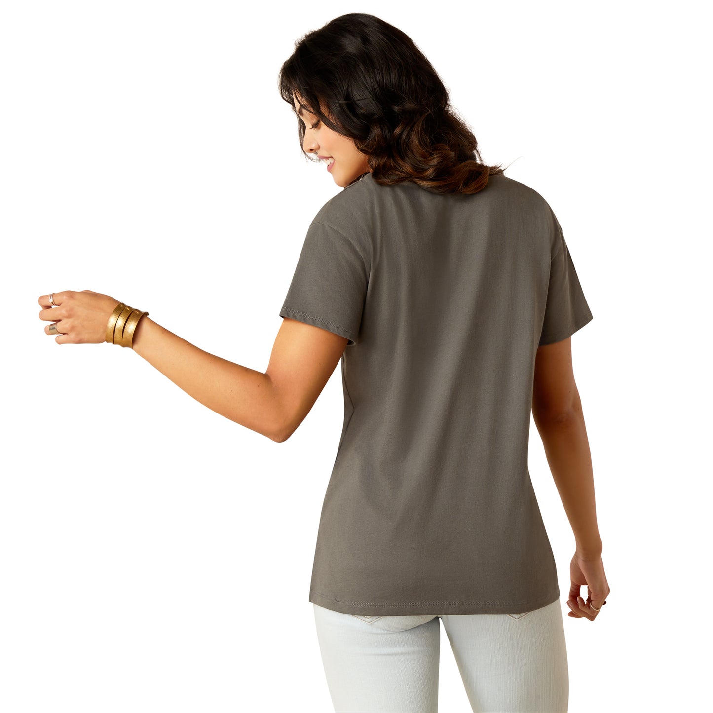 10051440 Ariat Women's Buckle Up Graphic Tee Graphite