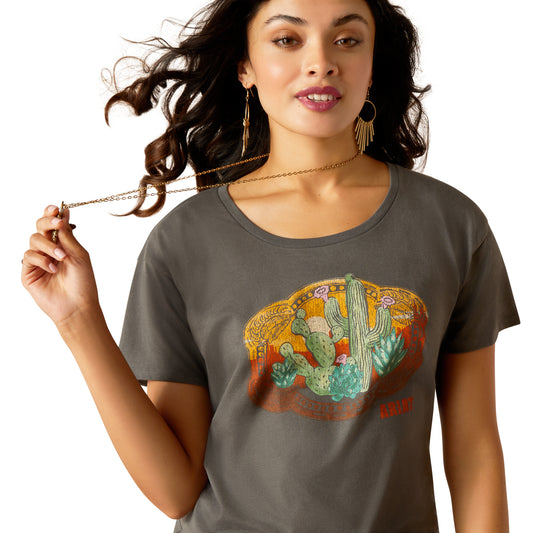 10051440 Ariat Women's Buckle Up Graphic Tee Graphite