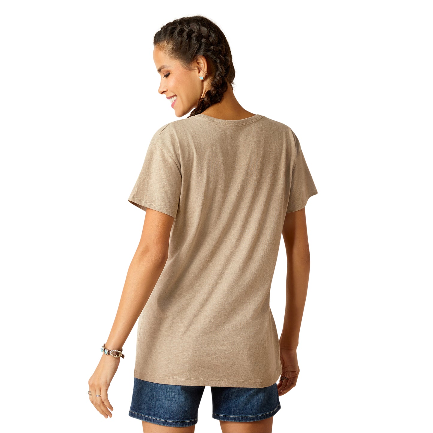 10051765 Ariat Women's Cow Cover Tee Oatmeal Heather