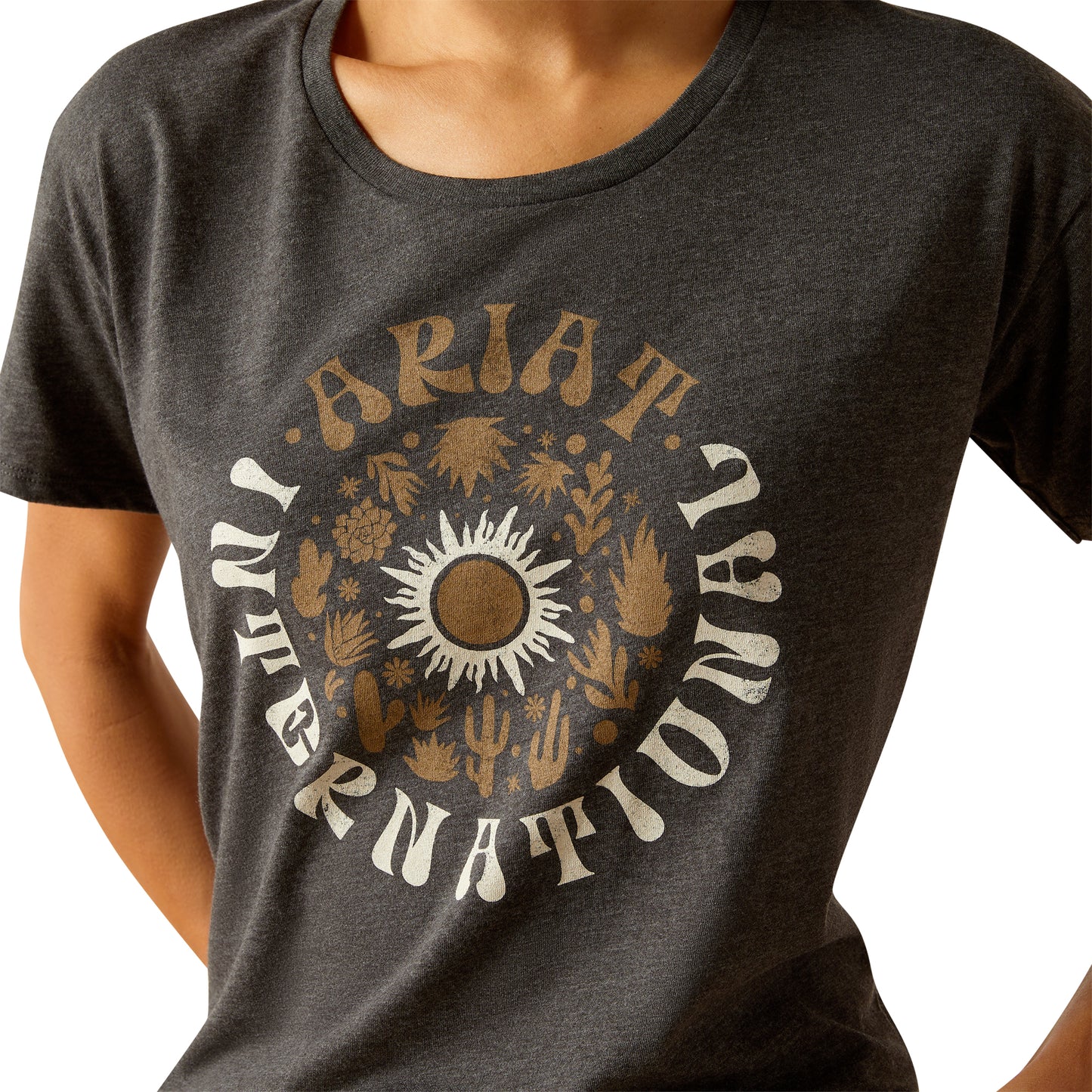 10051768 Ariat Women's Sol Circle Tee Charcoal Heather