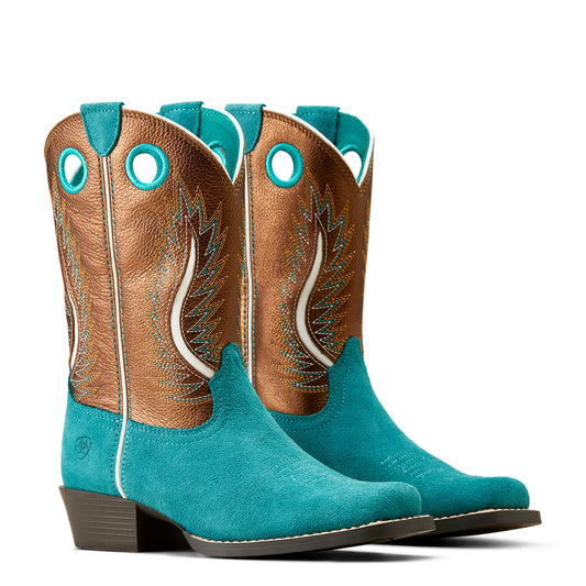 10050879 Ariat Kid's Futurity Worth Haute Teal Suede/Gilded Mocha