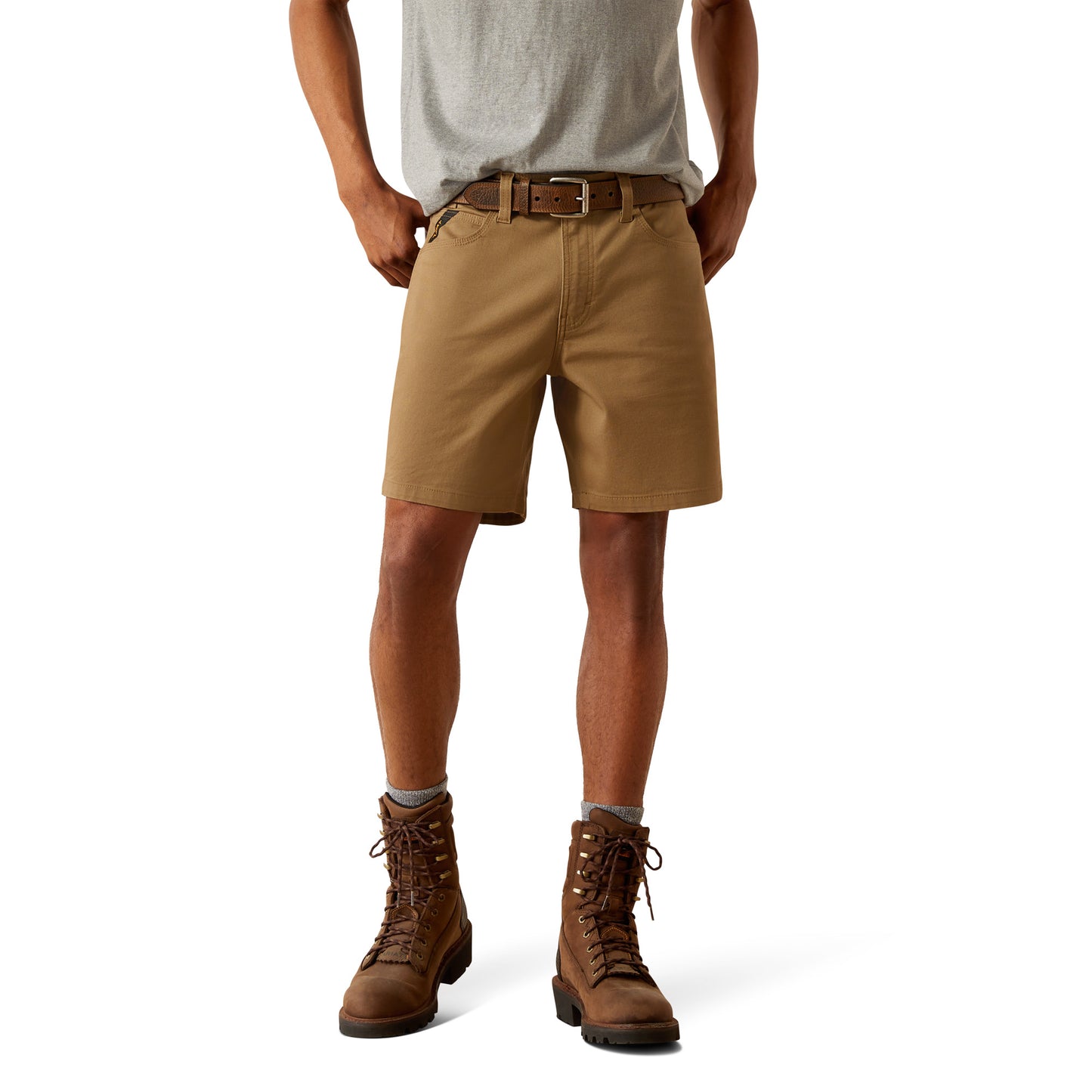 10058730 Ariat Men's Rebar Durastretch Mad Tough 8'' Short Field Khaki