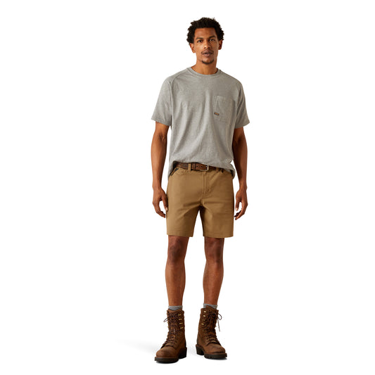 10058730 Ariat Men's Rebar Durastretch Mad Tough 8'' Short Field Khaki