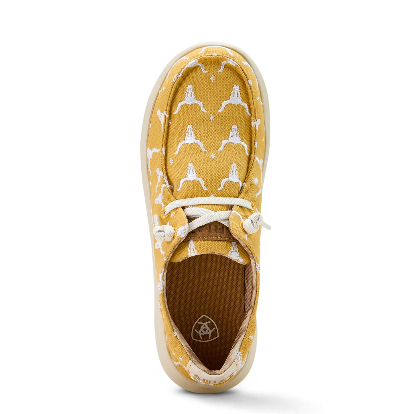 10061129 Ariat Women's Hilo Doodle Mustard Steer Heads B Wide