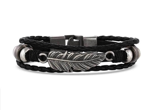 BC5040 Montana Silversmiths Braided Wrap Feather Bracelet