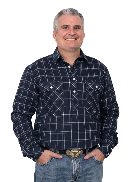 10101232 Just Country Men's Cameron Work shirt Flannel Navy / White