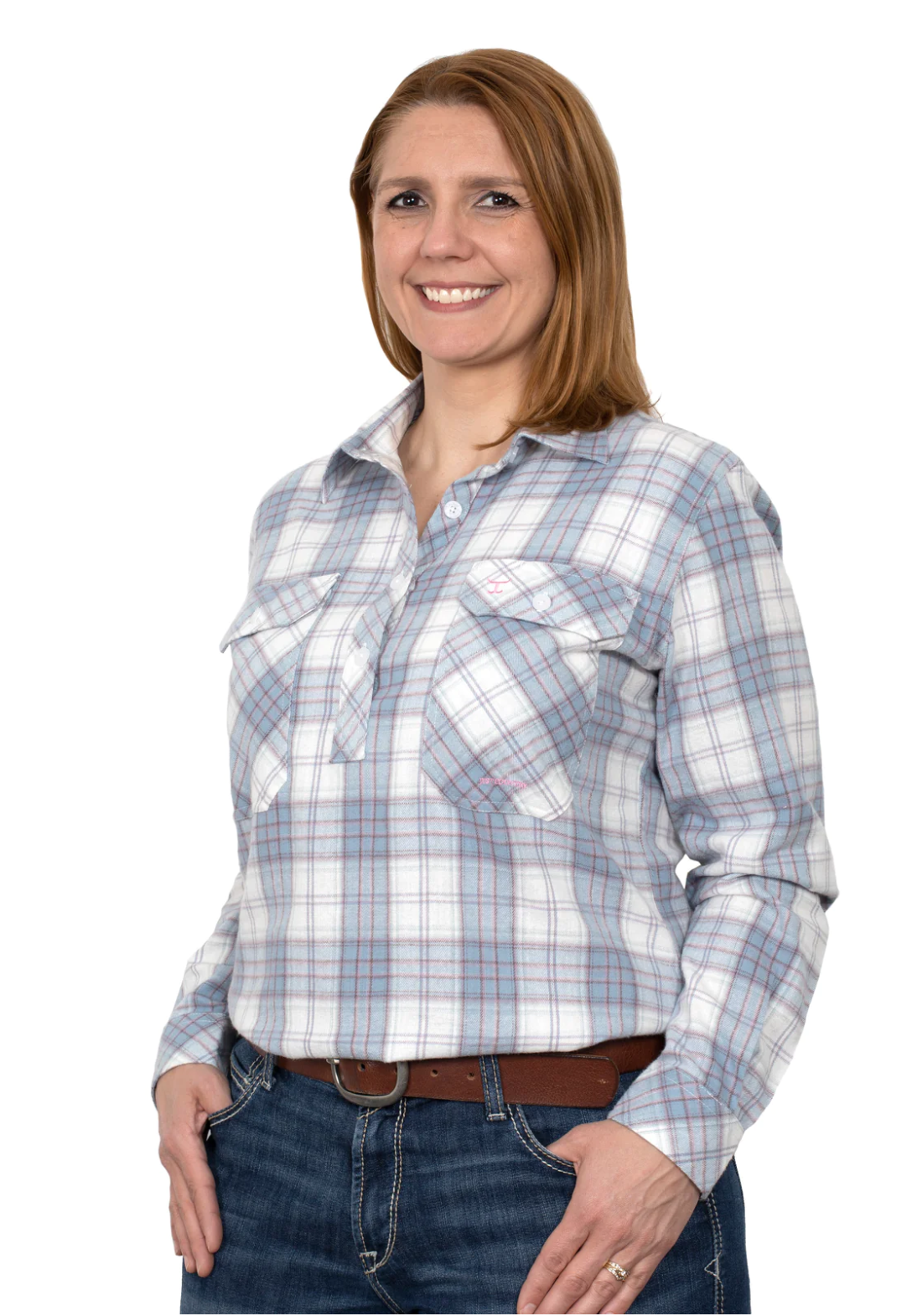 50505237 Just Country Women's Jahna Work shirt Flannel Corn flower/ White