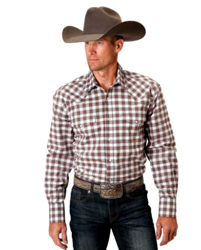 03-001-0278-2092 Roper Mns Amarillo Collection L/S Shirt Plaid Grey