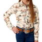 03-080-0590-2039 Roper Gls Five Star Collection L/S Shirt Rodeo White Print