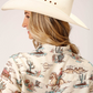 03-050-0590-2039 Roper Wms Five Star Collection L/S Rodeo Print Shirt