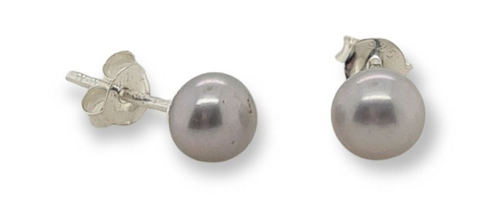 EB0200 Silver Pearl 6mm Stud Earrings