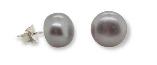 EB202 Silver Pearl 12mm Stud Earrings